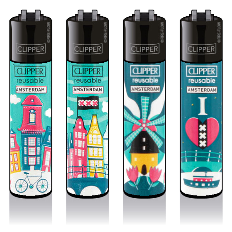 Clipper Lighters - 48pcs display - Amsterdam in colour